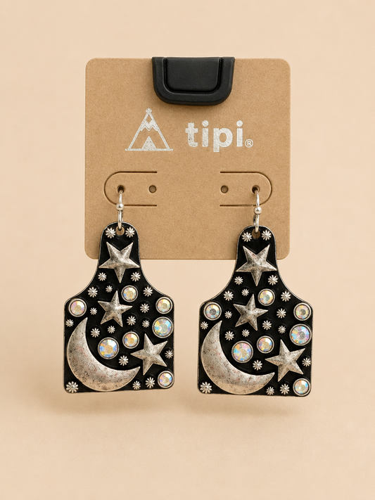 Moon & Stars Cow-Tag Earring