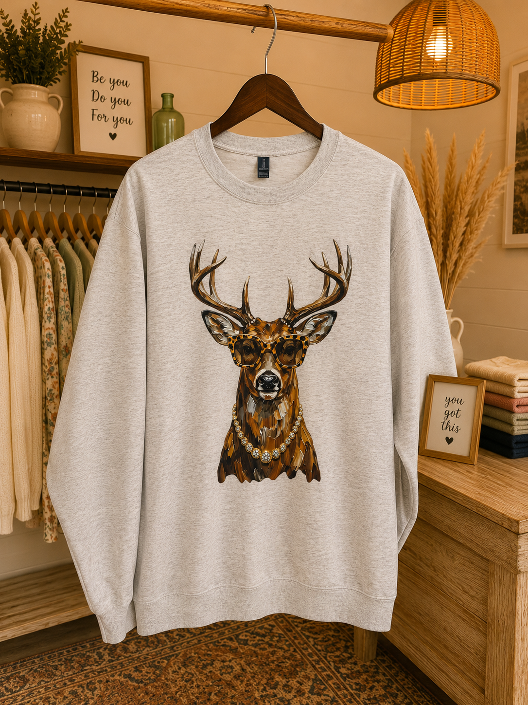 Glam Deer Graphic Sweatshirt