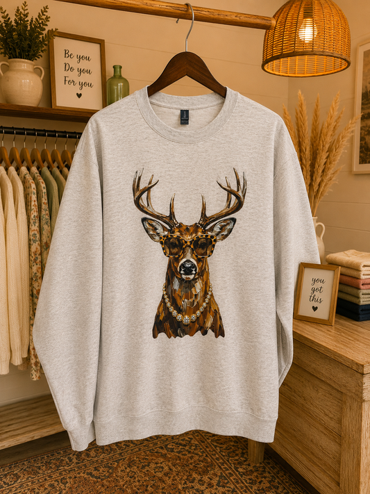 Glam Deer Graphic Sweatshirt