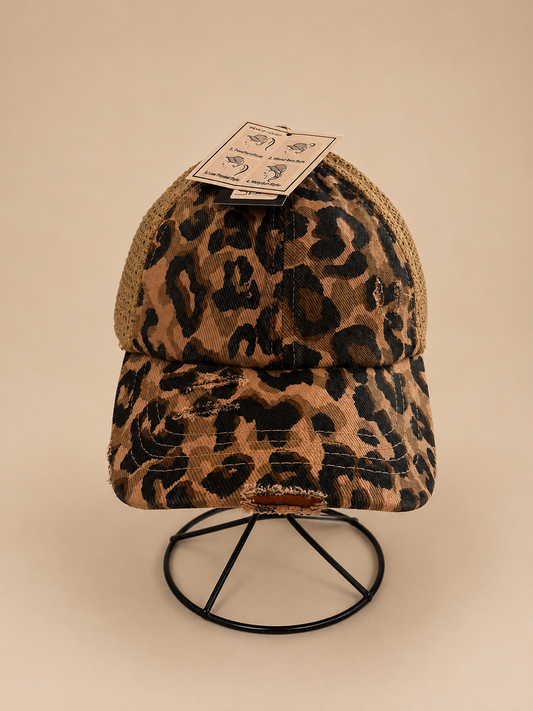 Leopard Ponytail Hat